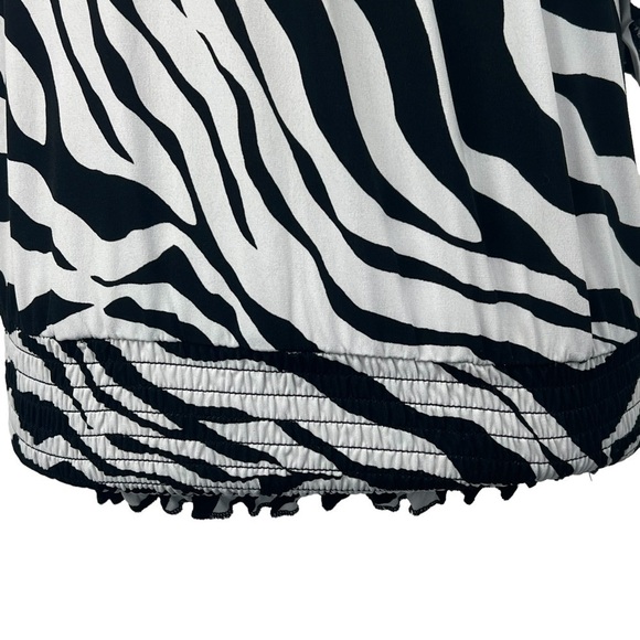 𝅺six DEGREES OF SEPARATION ZEBRA PRINT 3/4 SLEEVE ELASTIC WAIST BLOUSE‎ - Picture 3 of 11